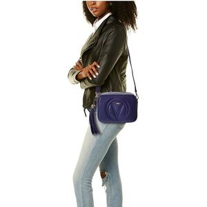 Valentino Mia Signature Leather Elegant Blue Leather Crossbody Bag, like new
